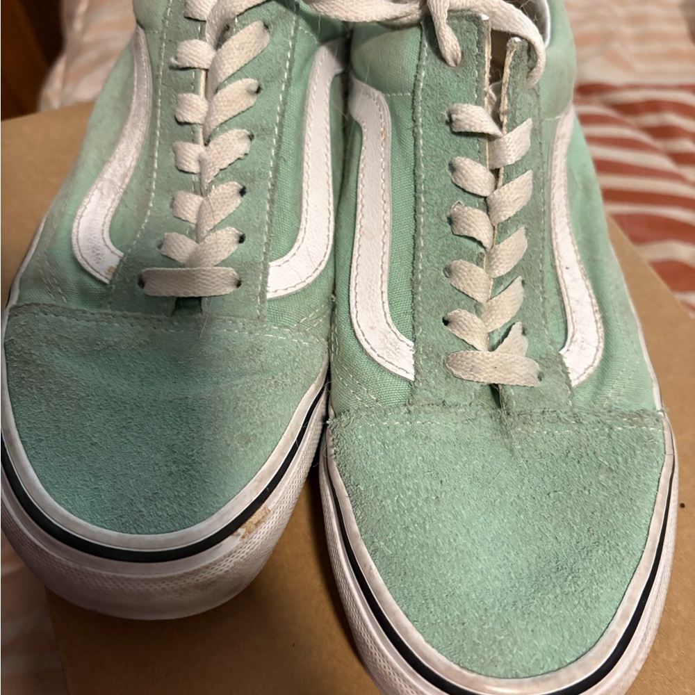Aqua and White VANS OLD SKOOL